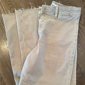 Mango Women's Beige Straight Leg Jeans